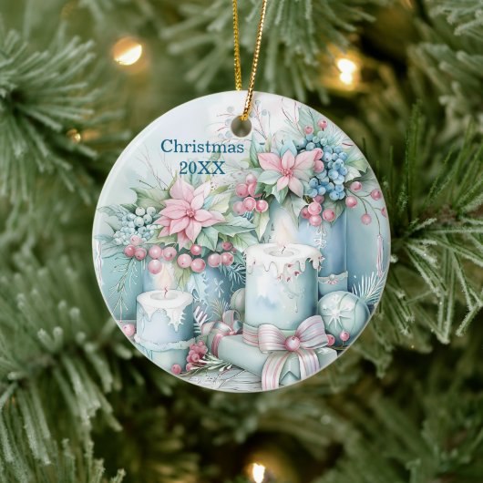 Vintage Pastel Kerstornament Keramisch Ornament (Boom)