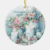Vintage Pastel Kerstornament Keramisch Ornament (Voorkant)