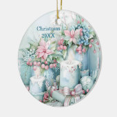 Vintage Pastel Kerstornament Keramisch Ornament (Links)