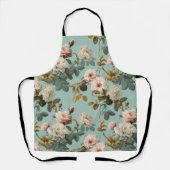 Vintage Pastel Roze Mint Bloemmotief Schort (Voorkant)