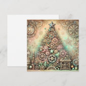 Vintage Pastel Stoomtechniek Kerstboom Kaart (Voorkant / Achterkant)