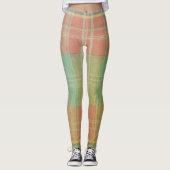 Vintage Pastel Vervaaagde Plaid Grunge Textuur Leggings (Voorkant)