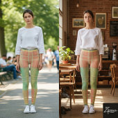 Vintage Pastel Vervaaagde Plaid Grunge Textuur Leggings