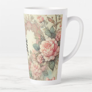 Vintage Pastel Watercolor Boho Floral Hearts Latte Mok