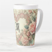 Vintage Pastel Waterverf Boho Bloemhartjes Latte Mok (Rechterhoek)