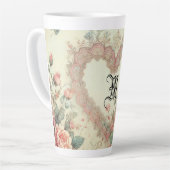 Vintage Pastel Waterverf Boho Bloemhartjes Latte Mok (Linkerhoek)