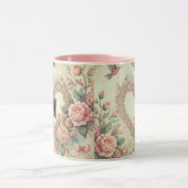 Vintage Pastel Waterverf Boho Bloemhartjes Mok (Midden)