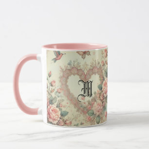 Vintage Pastel Waterverf Boho Bloemhartjes Mok