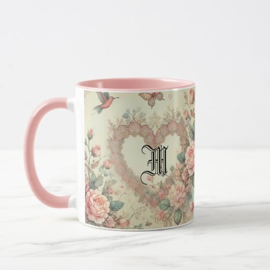 Vintage Pastel Waterverf Boho Bloemhartjes Mok (Links)
