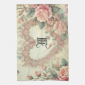 Vintage Pastel Waterverf Boho Bloemhartjes Theedoek (Verticaal)