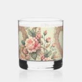 Vintage Pastel Waterverf Boho Bloemhartjes Whisky Glas (Rechts)