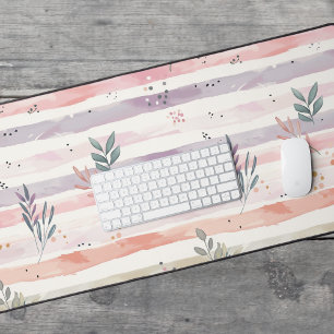 Vintage Pastel Waterverf Strepen Bladeren Bureaumat