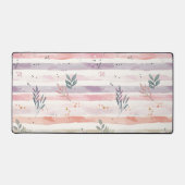 Vintage Pastel Waterverf Strepen Bladeren Bureaumat (Voorkant)