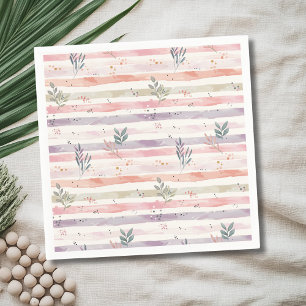Vintage pastel waterverf strepen bladeren servet