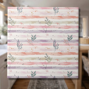 Vintage Pastel Waterverf Strepen Bladeren Tegeltje