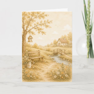 Vintage Pastel Weide Groet Kaart