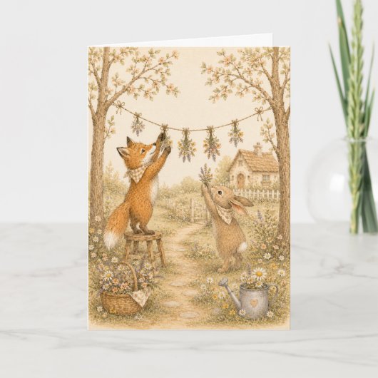 Vintage Pastel Weide Groet Kaart (Voorkant)