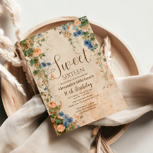 Vintage Pastel Wilde Bloem Sweet Sixteen