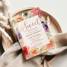 Vintage Pastel Wilde Bloem Sweet Sixteen