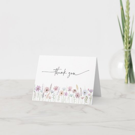 Vintage Pastel Wildflower Wedding Bedankkaart (Voorkant)