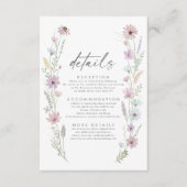 Vintage Pastel Wildflower Wedding Details Informatiekaartje (Voorkant)