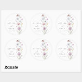 Vintage Pastel Wildflower Wedding Ronde Sticker (Vel)