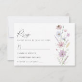 Vintage Pastel Wildflower Wedding RSVP Card (Voorkant)
