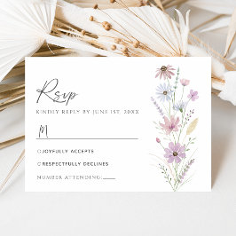 Vintage Pastel Wildflower Wedding RSVP Card Kaartje