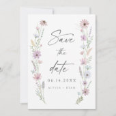 Vintage Pastel Wildflower Wedding Save the Date Kaart (Voorkant)