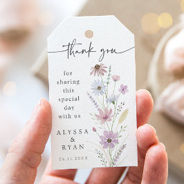 Vintage Pastel Wildflower Wedding Thank You Cadeaulabel