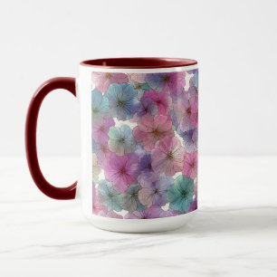 Vintage Pastelgroene en Roze Lente Bloemen Mok