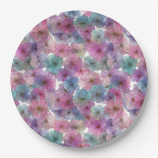 Vintage Pastelgroene en Roze Lente Bloemen Papieren Bordje