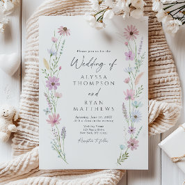Vintage Pastelkleurige Wilde Bloemen Bruiloft Kaart