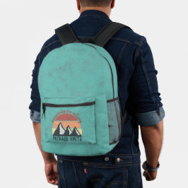 Vintage pastels bergen roepen monogram bedrukte rugzak