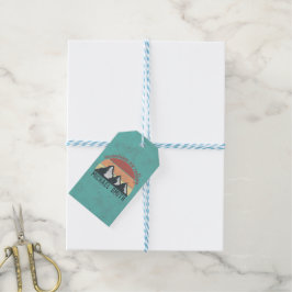 Vintage pastels bergen roepen monogram cadeaulabel