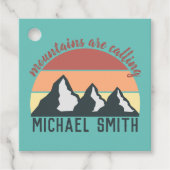 Vintage pastels bergen roepen monogram hemel bedankjes labels (Voorkant)