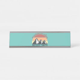 Vintage pastels bergen roepen monogram hemel bureau naambordje