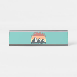 Vintage pastels bergen roepen monogram hemel bureau naambordje