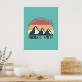Vintage pastels bergen roepen monogram hemel poster (Keuken)