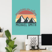 Vintage pastels bergen roepen monogram hemel poster (Thuiskantoor)