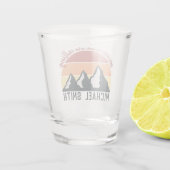 Vintage pastels bergen roepen monogram shot glas (Achterkant)