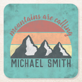 Vintage pastels mountains are calling monogram kartonnen onderzetters