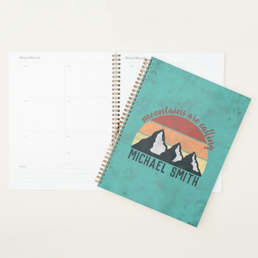 Vintage pastels mountains are calling monogram planner (Display)