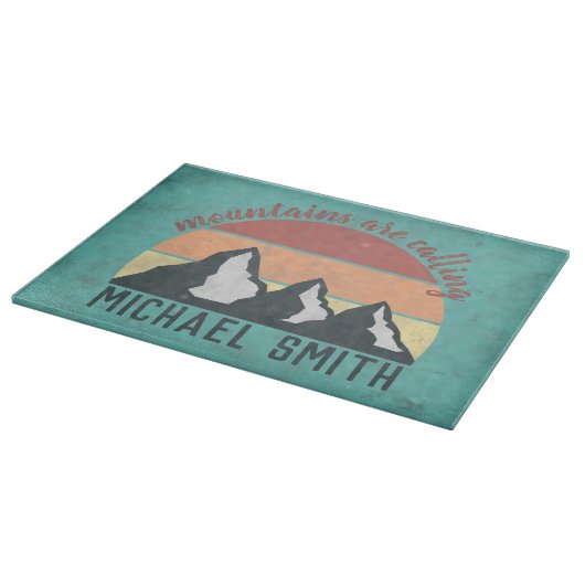 Vintage pastels mountains are calling monogram snijplank (Hoek)