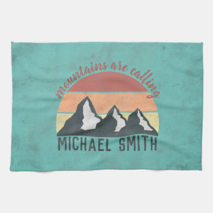 Vintage pastels mountains are calling monogram theedoek