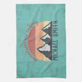 Vintage pastels mountains are calling monogram theedoek (Verticaal)