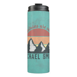 Vintage pastels mountains are calling monogram thermosbeker