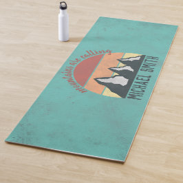 Vintage pastels mountains are calling monogram yogamat