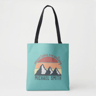 Vintage pasteltinten bergen roepen monogram lucht tote bag