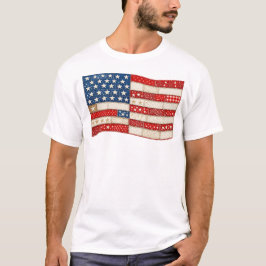 Vintage Patchwork Amerikaanse Vlag | Patriottische T-shirt